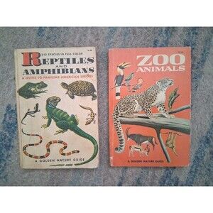 Reptiles and Amphibians / Zoo Animals Golden Nature Guide Vtg 1956 1967 Lot Of 2